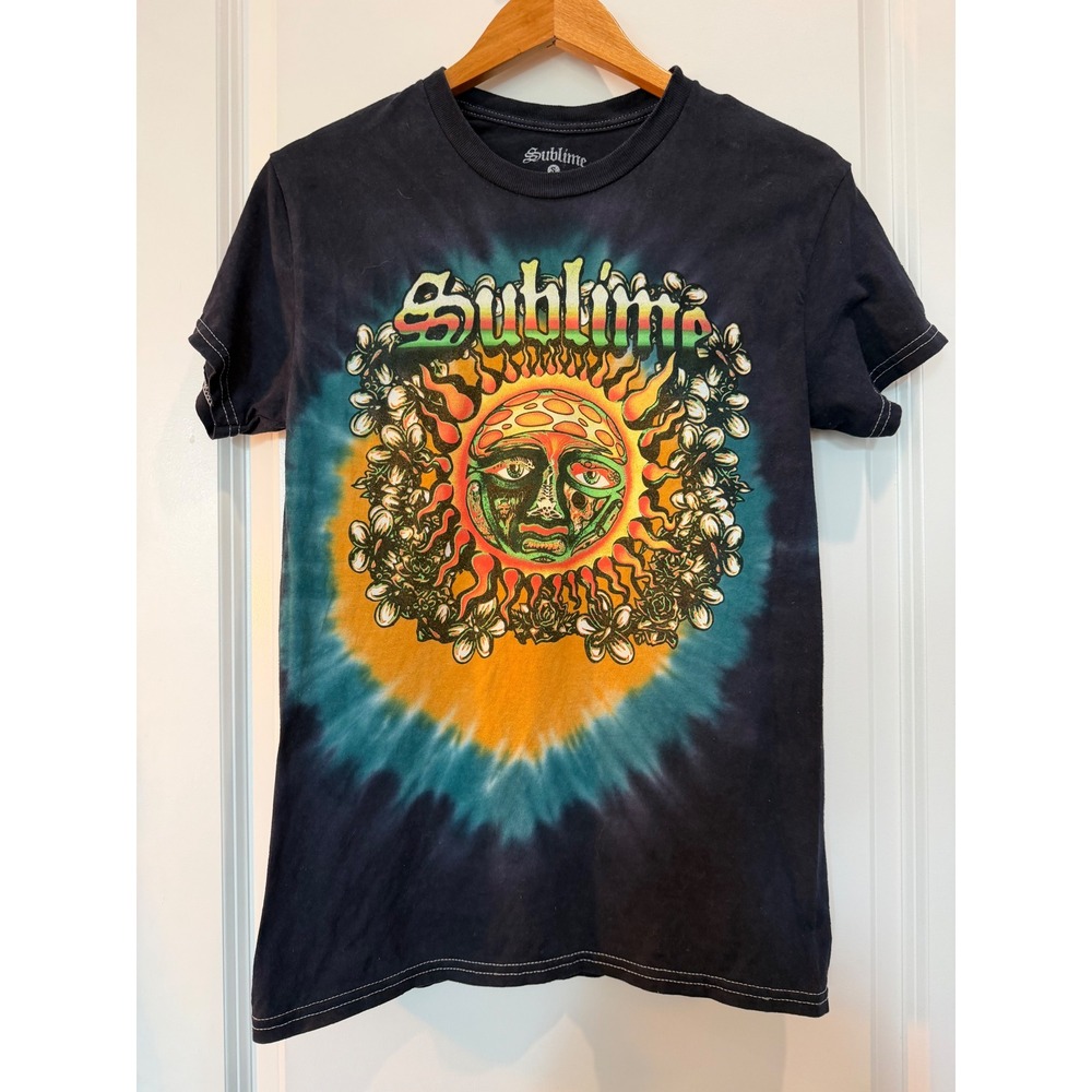 Sublime Sun Graphic Tie Dye T-Shirt Black Sm 40oz to Freedom Band Tee Ska Punk